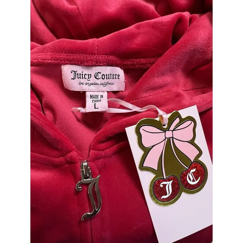 JUICY COUTURE NWT Velour Tracksuit Bling OG Hoodie & Pant's Color Flash Sz Large